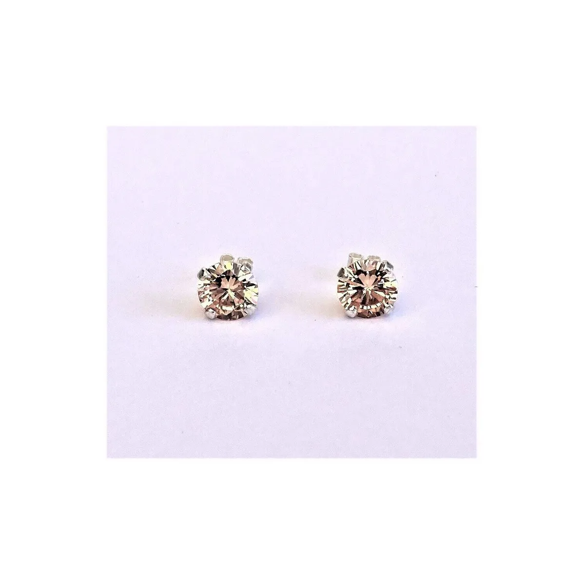 AMKALE - Aros Circón Plata 8mm Champaña