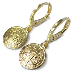 ANDREA COGGIOLA JOYAS - Aros Argolla Medalla San Benito Enchapado Oro 18K