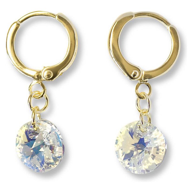 ANDREA COGGIOLA JOYAS - Aros Argollas Cristal Tornasol Enchapado Oro 18K