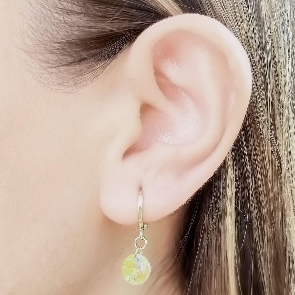 COGGIOLA - Aros Argollas Cristal Tornasol Enchapado Oro 18K