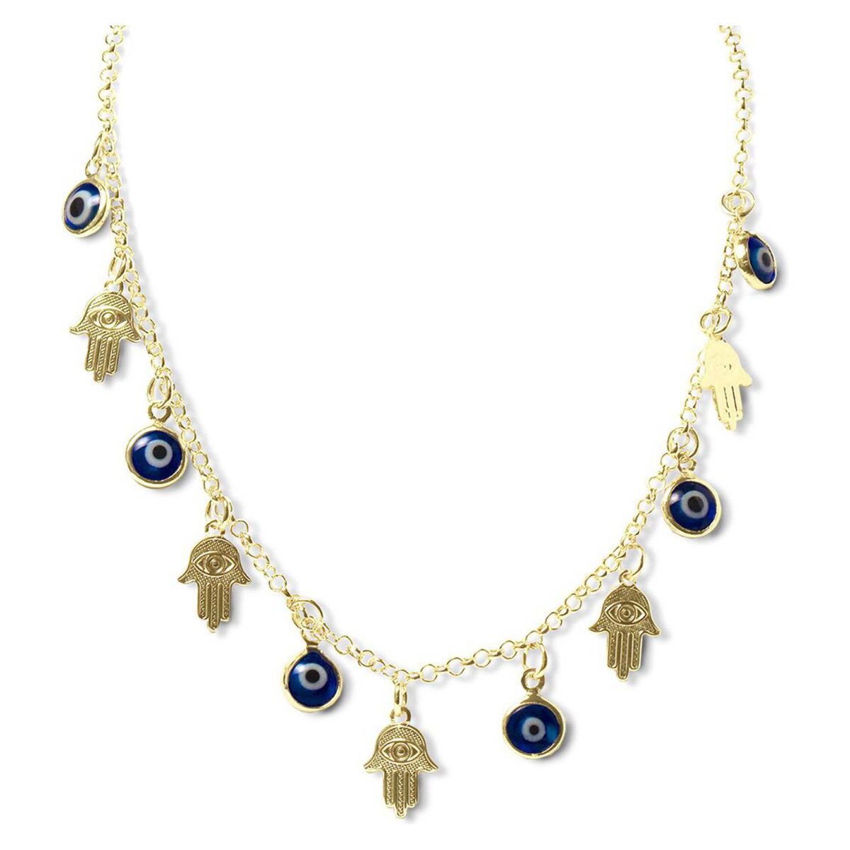 COGGIOLA - Collar Choker Ojo Turco Mano Fátima Enchapado Oro 18K