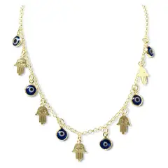 ANDREA COGGIOLA JOYAS - Collar Choker Ojo Turco Mano Fátima Enchapado Oro 18K