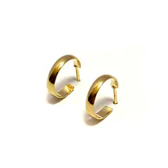 ANDREA COGGIOLA JOYAS - Aros Argolla Tubo Curvo 14mm Enchapado Oro 18K