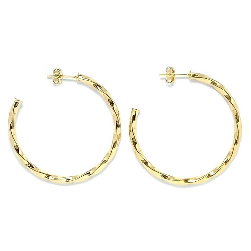 ANDREA COGGIOLA JOYAS - Aros Argolla Torcida 42mm Enchapado Oro 18K