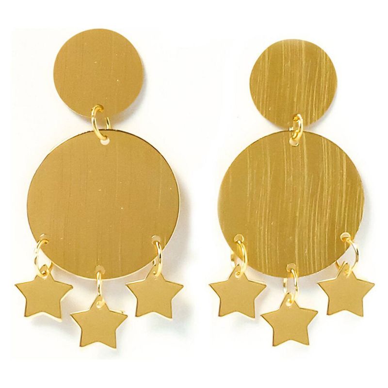 ANDREA COGGIOLA JOYAS - Aros Círculo Estrellas Enchapado Oro 18K