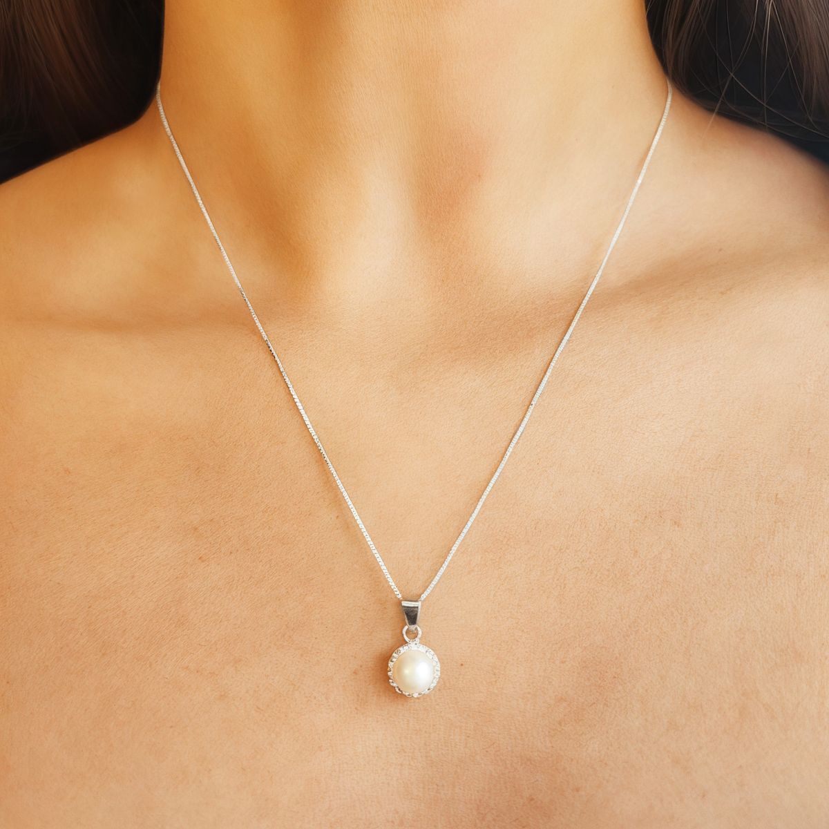 COGGIOLA - Collar Perla De Río Roseta Cristal Plata