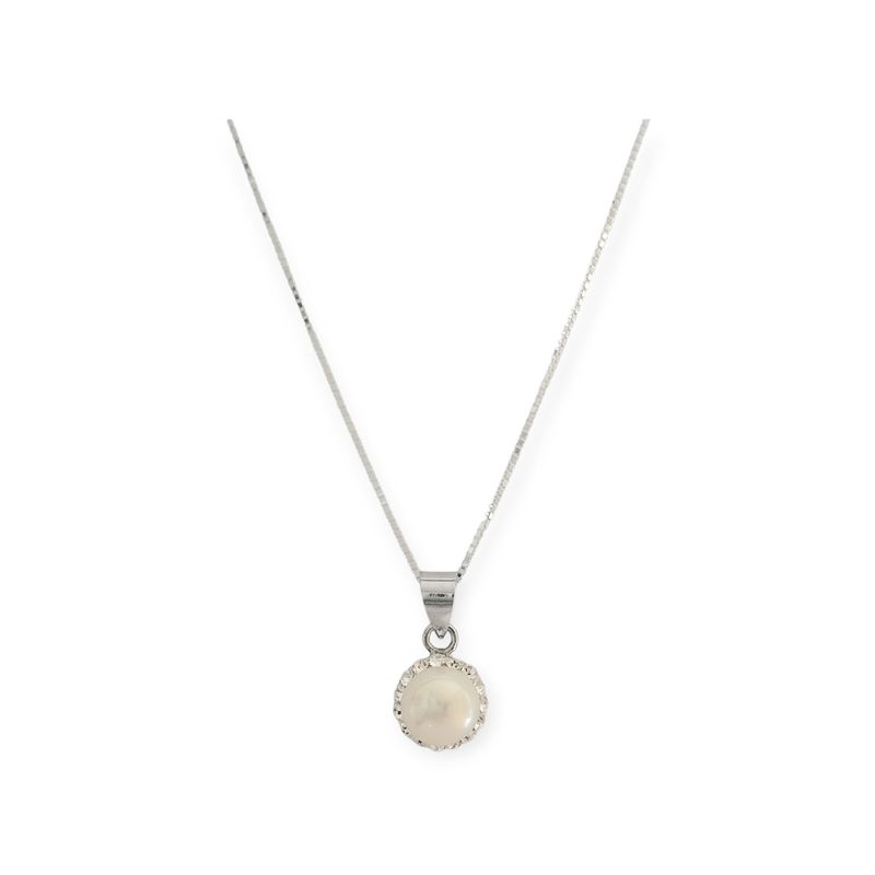 ANDREA COGGIOLA JOYAS - Collar Perla De Río Roseta Cristal Plata