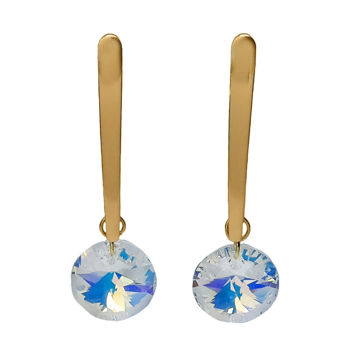 COGGIOLA - Aros Colgantes Cristal Tornasol Enchapado Oro 18K