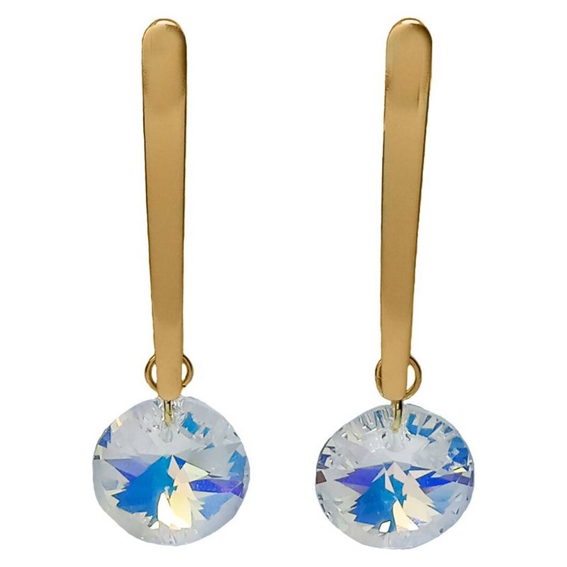 ANDREA COGGIOLA JOYAS - Aros Colgantes Cristal Tornasol Enchapado Oro 18K