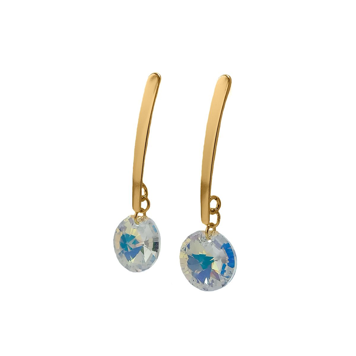 COGGIOLA - Aros Colgantes Cristal Tornasol Enchapado Oro 18K