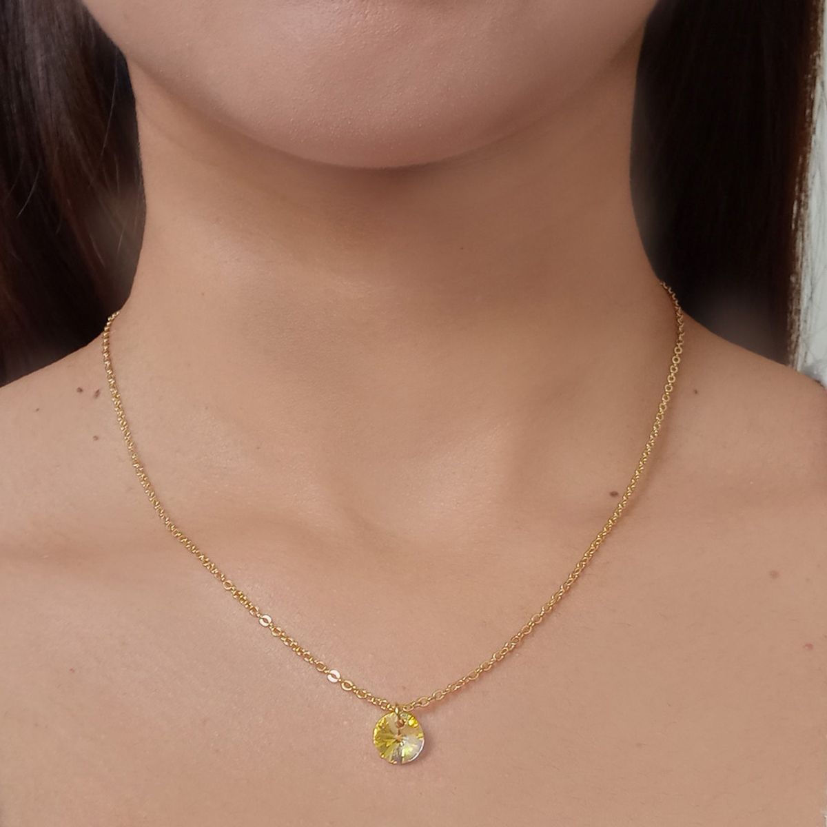 COGGIOLA - Collar Circón Punto De Luz Enchapado Oro 18K