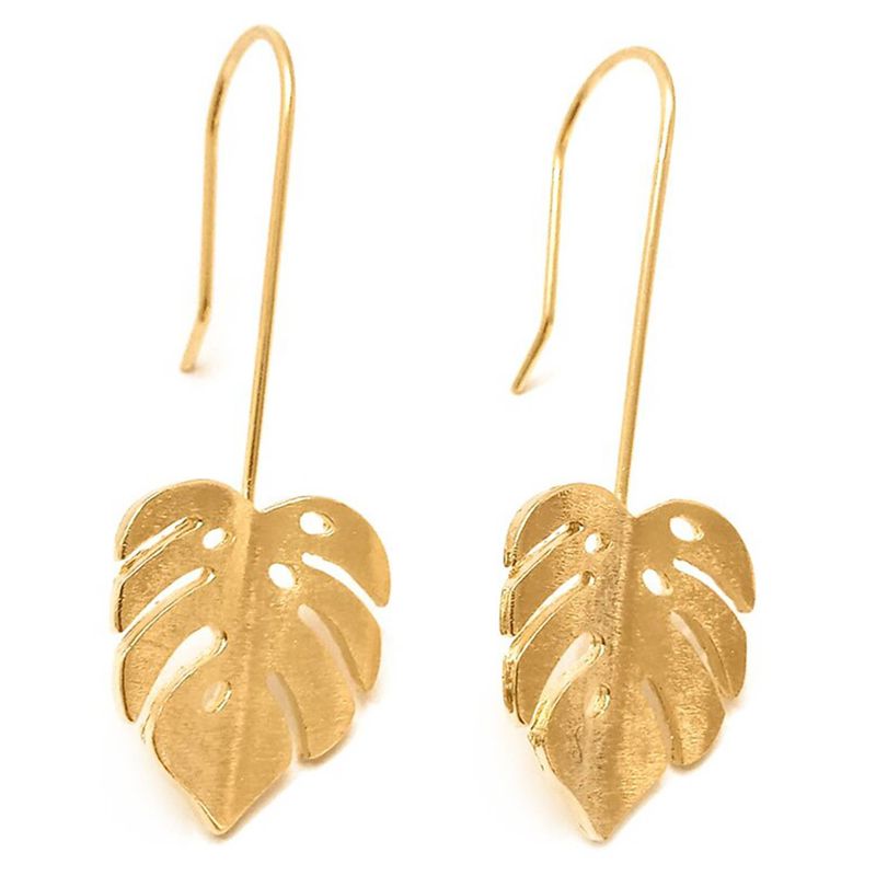 ANDREA COGGIOLA JOYAS - Aros Hoja Colgante Enchapado Oro 18K