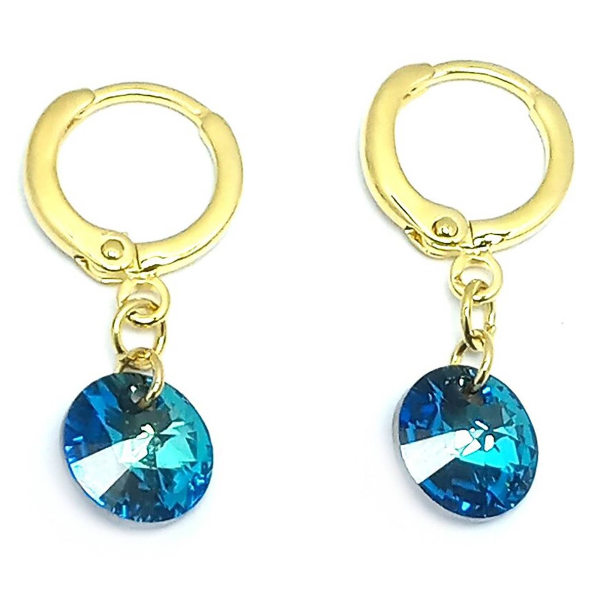 COGGIOLA - Aros Argollas Cristal Colgante Enchapado Oro 18K