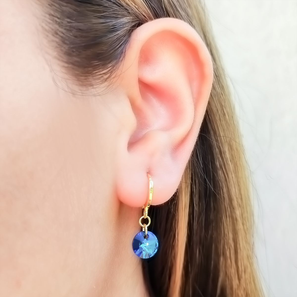 COGGIOLA - Aros Argollas Cristal Colgante Enchapado Oro 18K