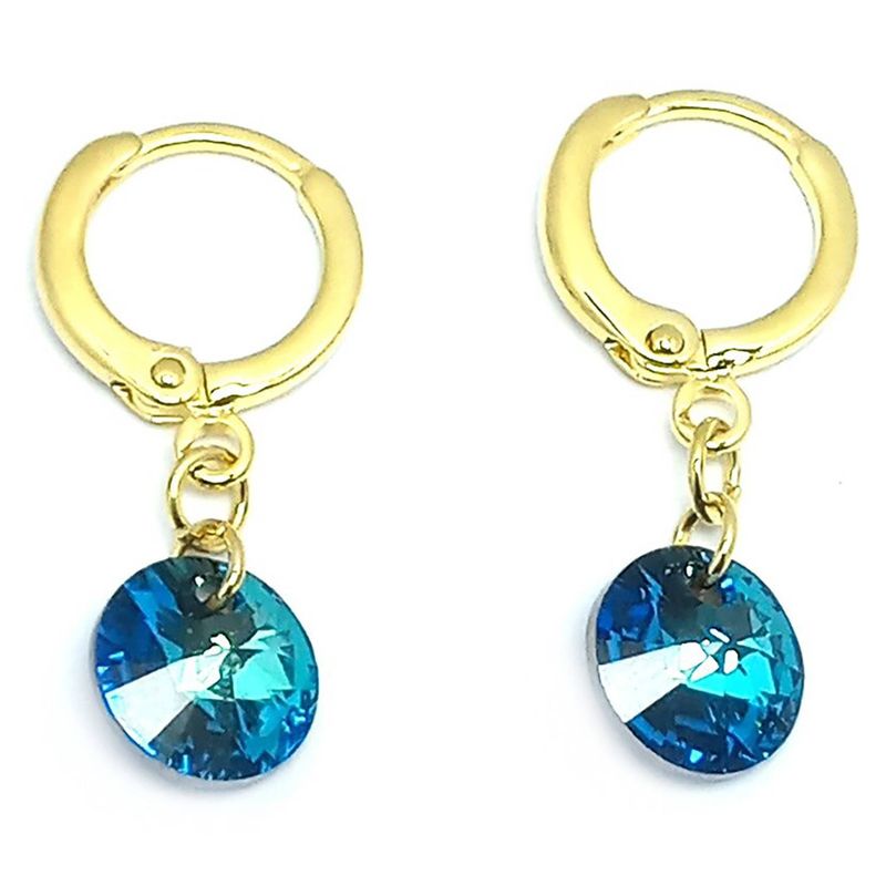 ANDREA COGGIOLA JOYAS - Aros Argollas Cristal Colgante Enchapado Oro 18K