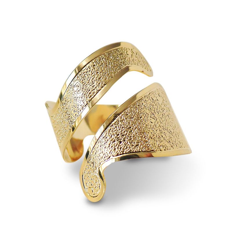 ANDREA COGGIOLA JOYAS - Anillo Satinado Calado Enchapado Oro 18K