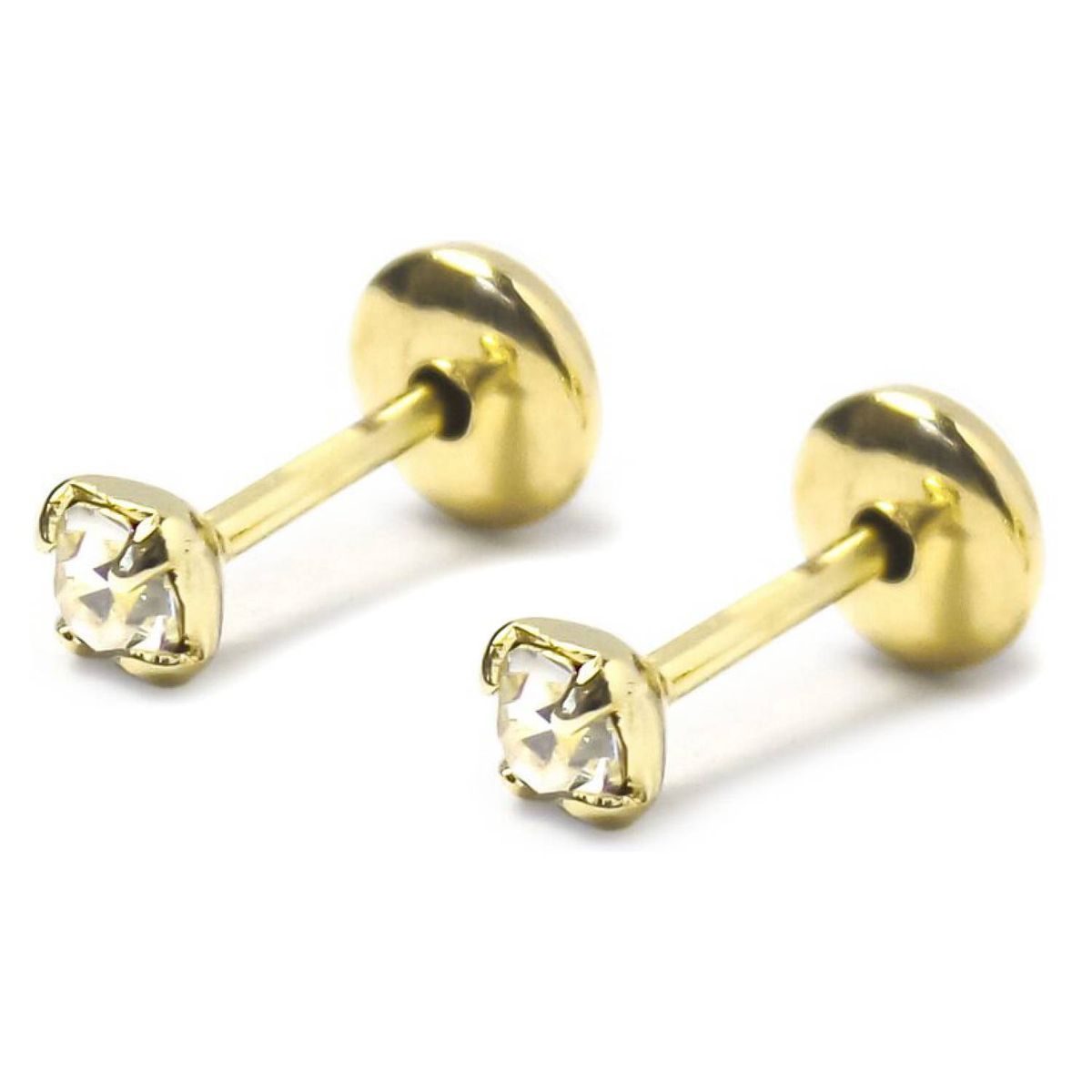 ANDREA COGGIOLA JOYAS - Aros Bebé Circón Blanco 2mm Enchapado Oro 18K