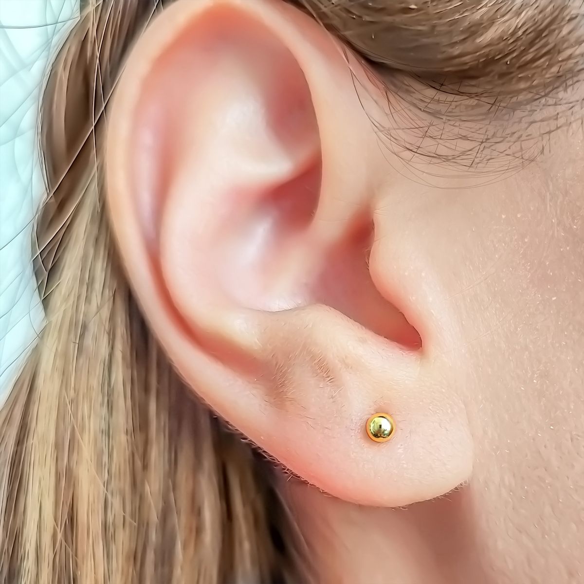 COGGIOLA - Aros Bebé Bolita 3mm Enchapado Oro 18K