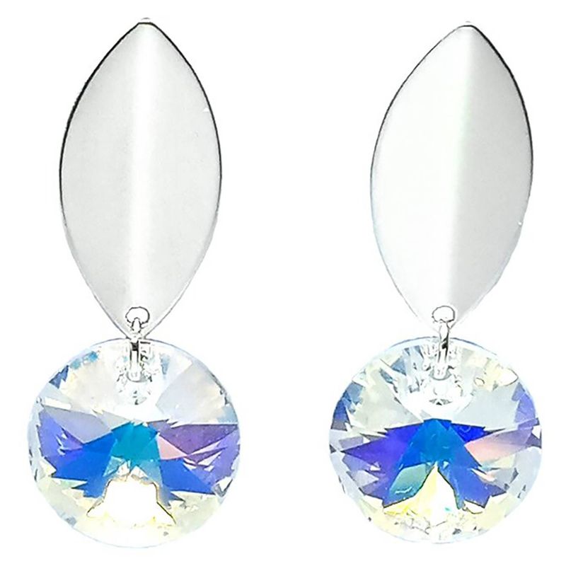 ANDREA COGGIOLA JOYAS - Aro Colgante Cristal Tornasol Plata Fina 925