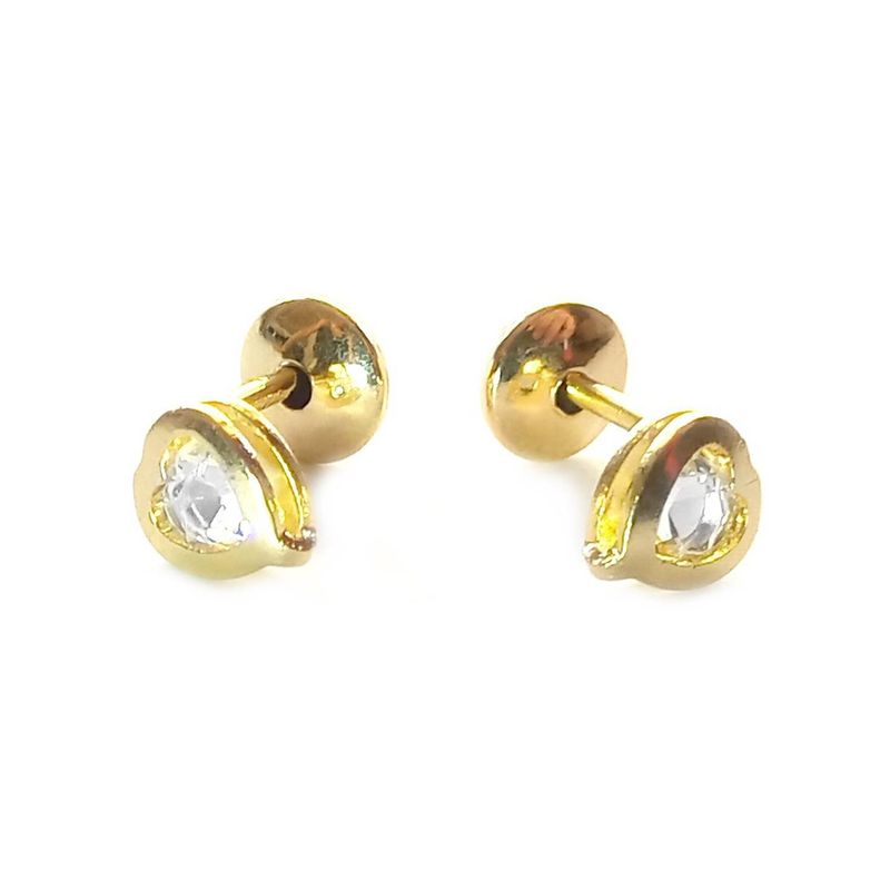 ANDREA COGGIOLA JOYAS - Aros Bebé Corazón Circón Enchapado Oro 18K