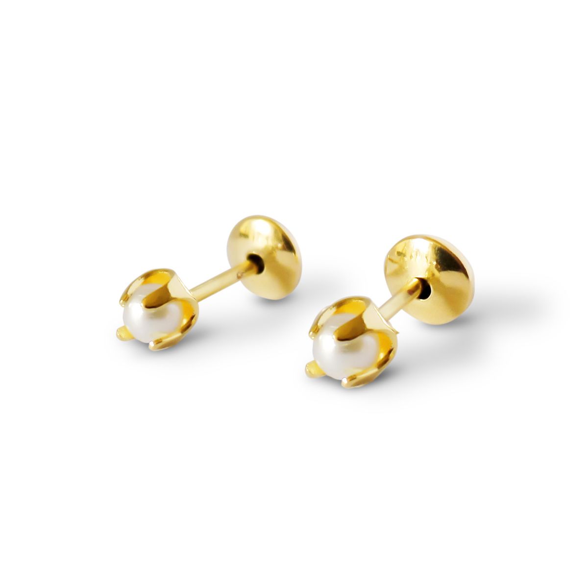 COGGIOLA - Aros Bebé Perlita Sintética 2mm Enchapado Oro 18K
