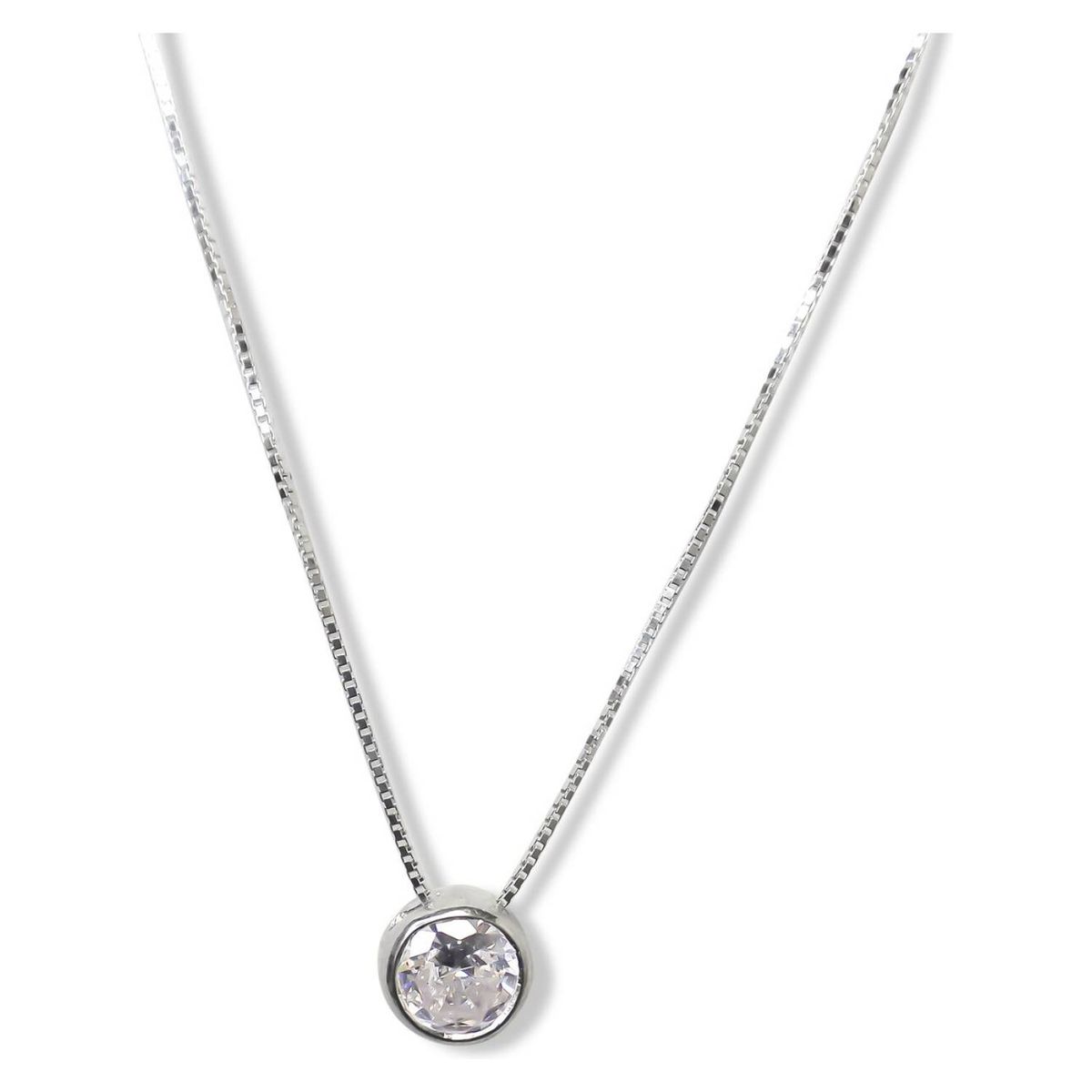 COGGIOLA - Collar Circón 6mm Punto De Luz Plata Fina 925