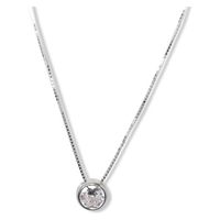 Collar Circón 6mm Punto De Luz Plata Fina 925