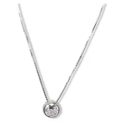 ANDREA COGGIOLA JOYAS - Collar Circón 6mm Punto De Luz Plata Fina 925