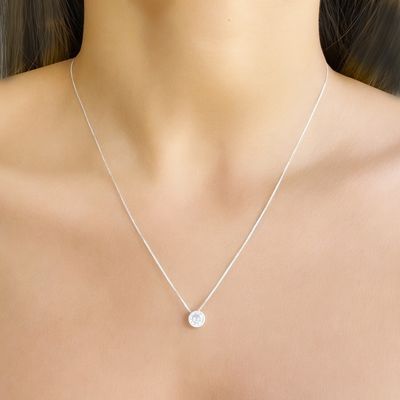 Imagen 2 del producto Collar Circón 6mm Punto De Luz Plata Fina 925