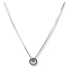 ANDREA COGGIOLA JOYAS - Collar Circón 4mm Punto Luz Plata 925