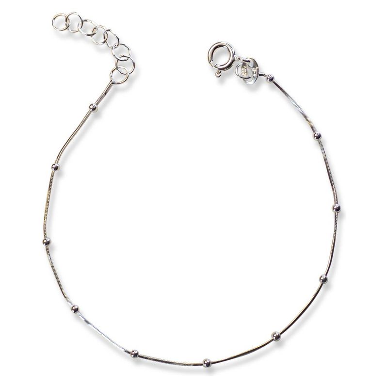 ANDREA COGGIOLA JOYAS - Pulsera bolitas cadena cola topo plata  925