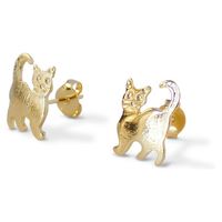 Aros Gatito Enchapados Oro 18K