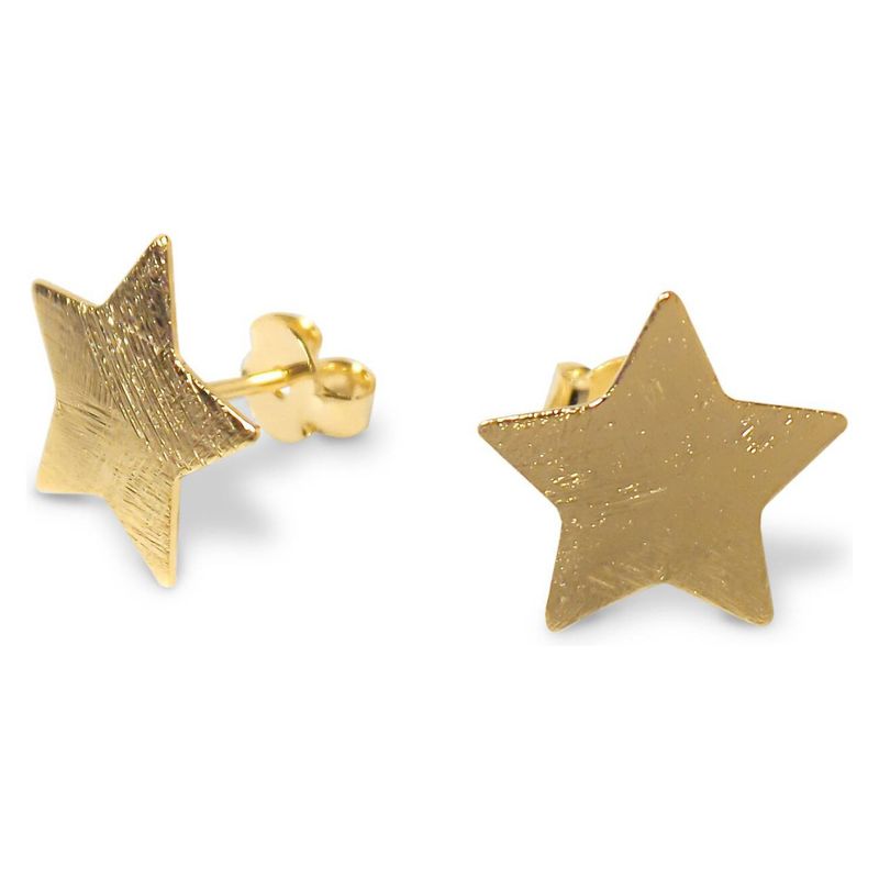 ANDREA COGGIOLA JOYAS - Aros Estrella Satinados Enchapado Oro 18K.-