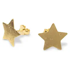 ANDREA COGGIOLA JOYAS - Aros Estrella Satinados Enchapado Oro 18K.-