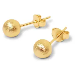 ANDREA COGGIOLA JOYAS - Aros Bola Satinada 6mm Enchapado Oro 18K