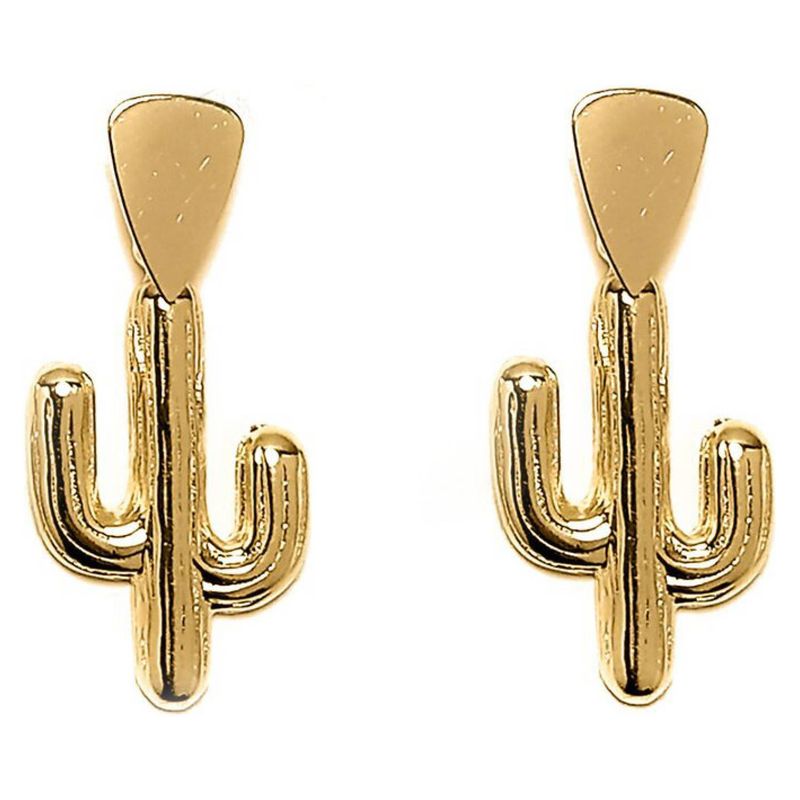 ANDREA COGGIOLA JOYAS - Aros Cactus Colgante Enchapado Oro 18K