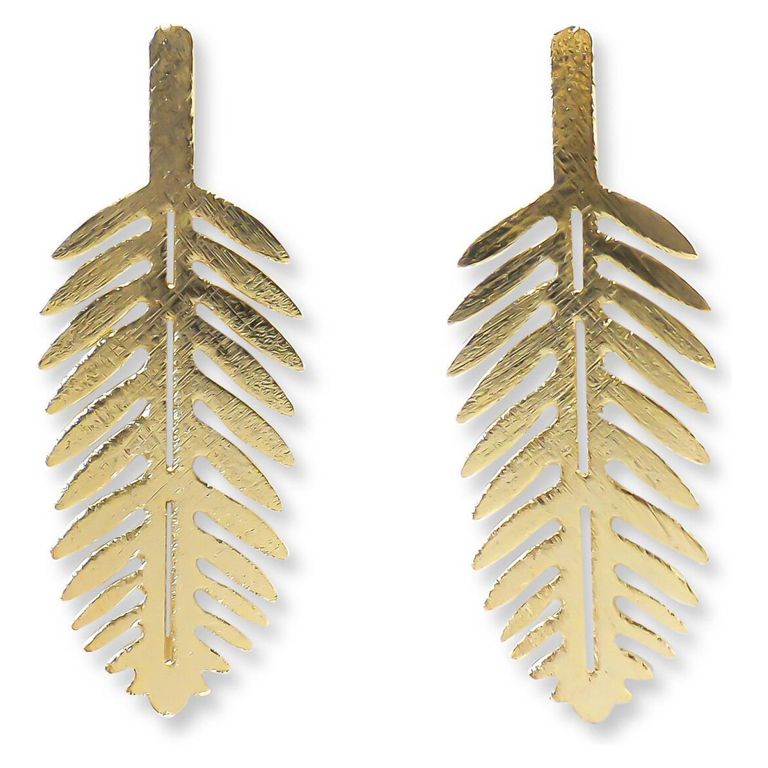 Aros Hoja Palma Enchapado Oro 18K Dorado TALLA UNICA