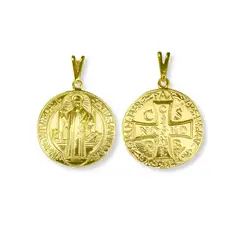 COGGIOLA - Colgante Medalla San Benito Grande 25mm Enchapado Oro 18K