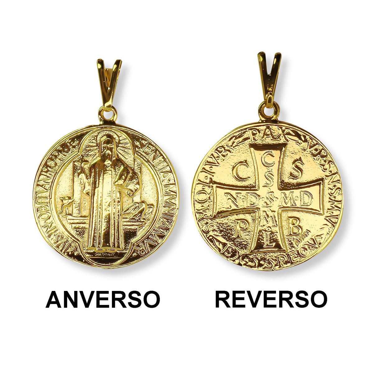 COGGIOLA - Colgante Medalla San Benito Grande 25mm Enchapado Oro 18K