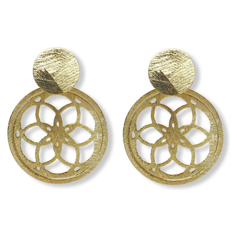 ANDREA COGGIOLA JOYAS - Aros Sara Flor Vida Satinado Enchapado Oro 18K