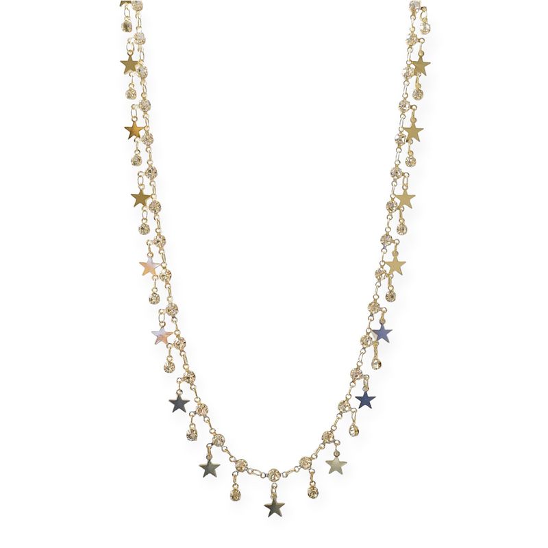 ANDREA COGGIOLA JOYAS - Collar Estrella Strass Largo Enchapado Oro 18K