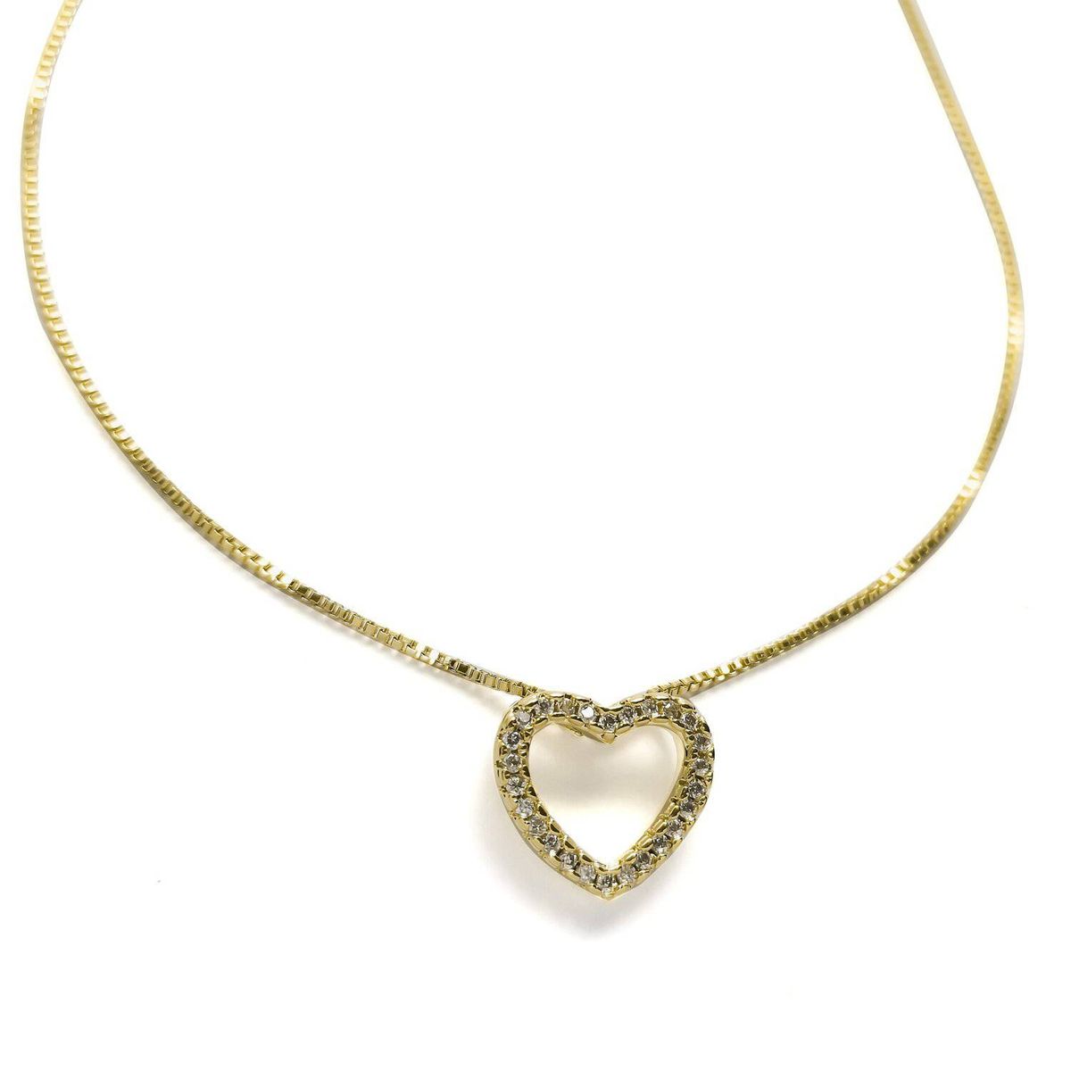 COGGIOLA - Collar Corazón Circón Enchapado Oro 18K 44cm