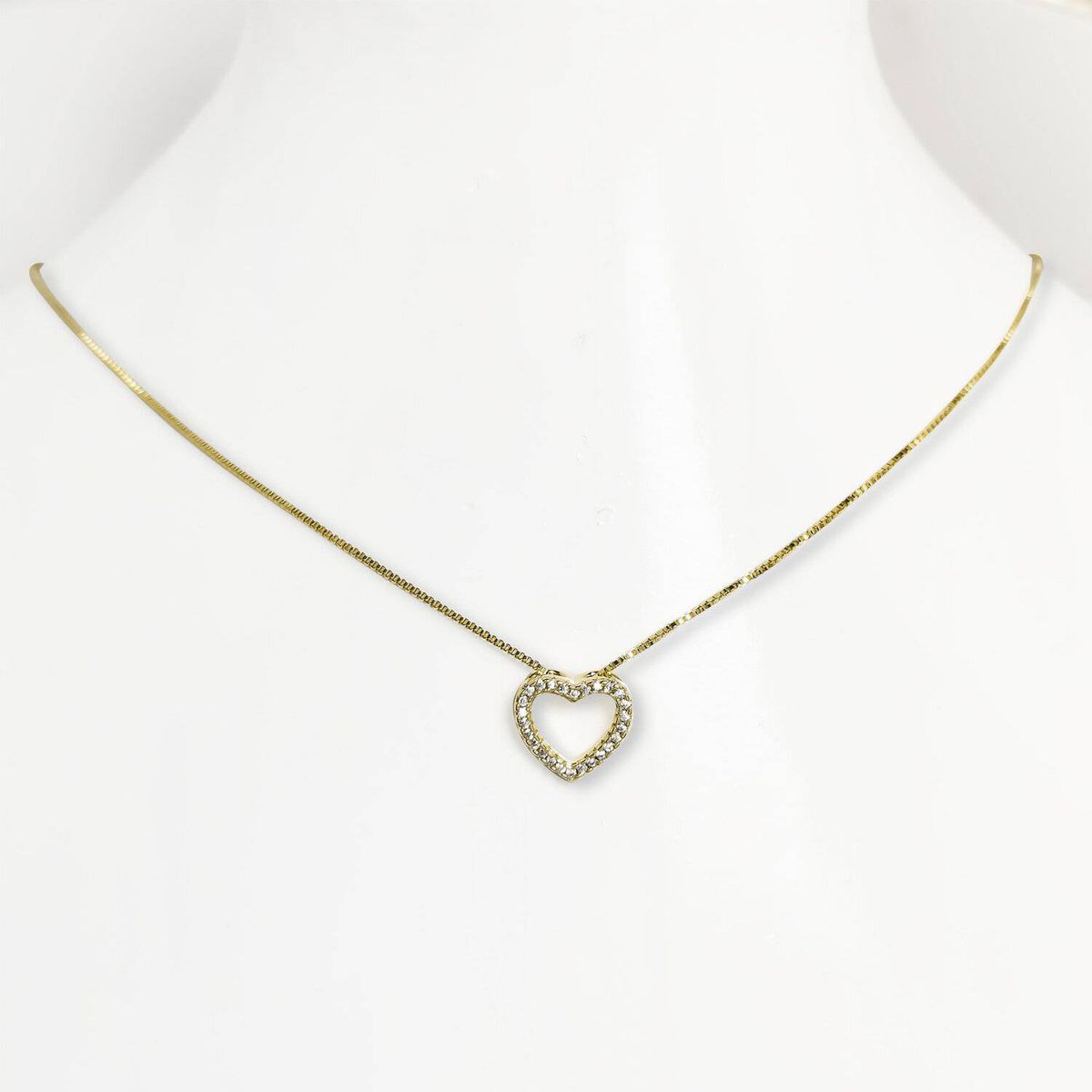 COGGIOLA - Collar Corazón Circón Enchapado Oro 18K 44cm