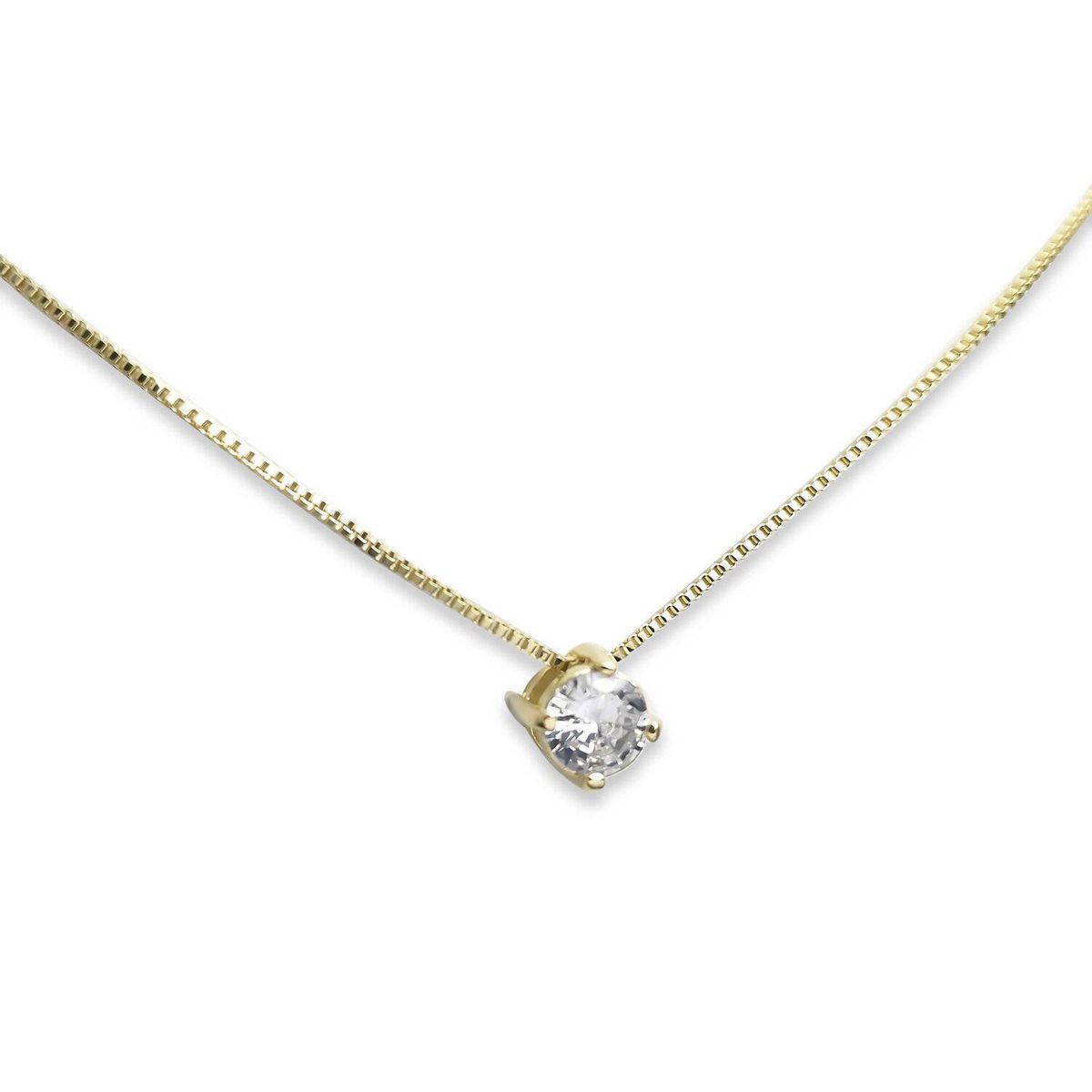 COGGIOLA - Collar Punto De Luz Circón 5mm Enchapado Oro 18K