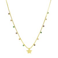 Collar Circones Colores Estrella Enchapado Oro 18K