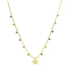 ANDREA COGGIOLA JOYAS - Collar Circones Colores Estrella Enchapado Oro 18K
