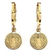 Aros Argolla Medalla San Benito Enchapados Oro 18K