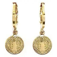 COGGIOLA - Aros Argolla Medalla San Benito Enchapados Oro 18K