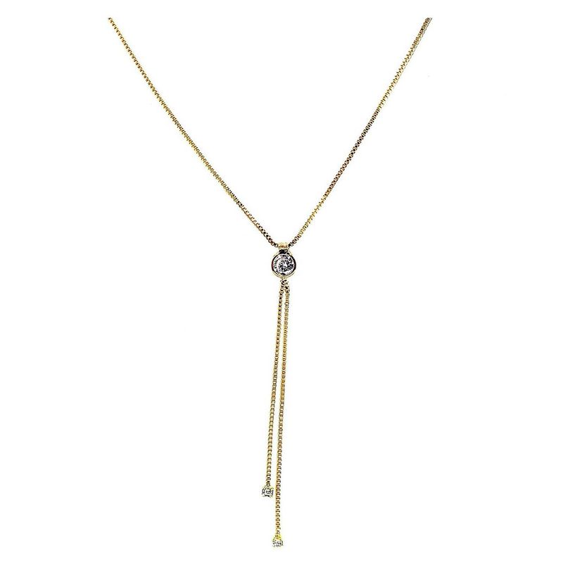 ANDREA COGGIOLA JOYAS - Collar Corbatero Circón 50cm Enchapado Oro 18K