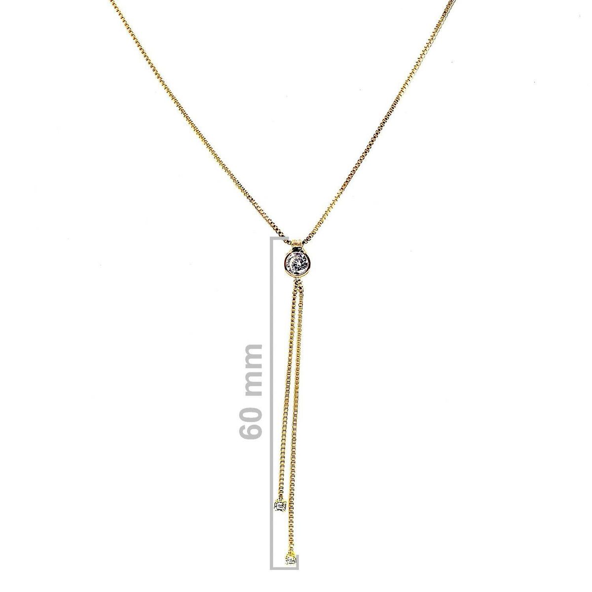 COGGIOLA - Collar Corbatero Circón 50cm Enchapado Oro 18K